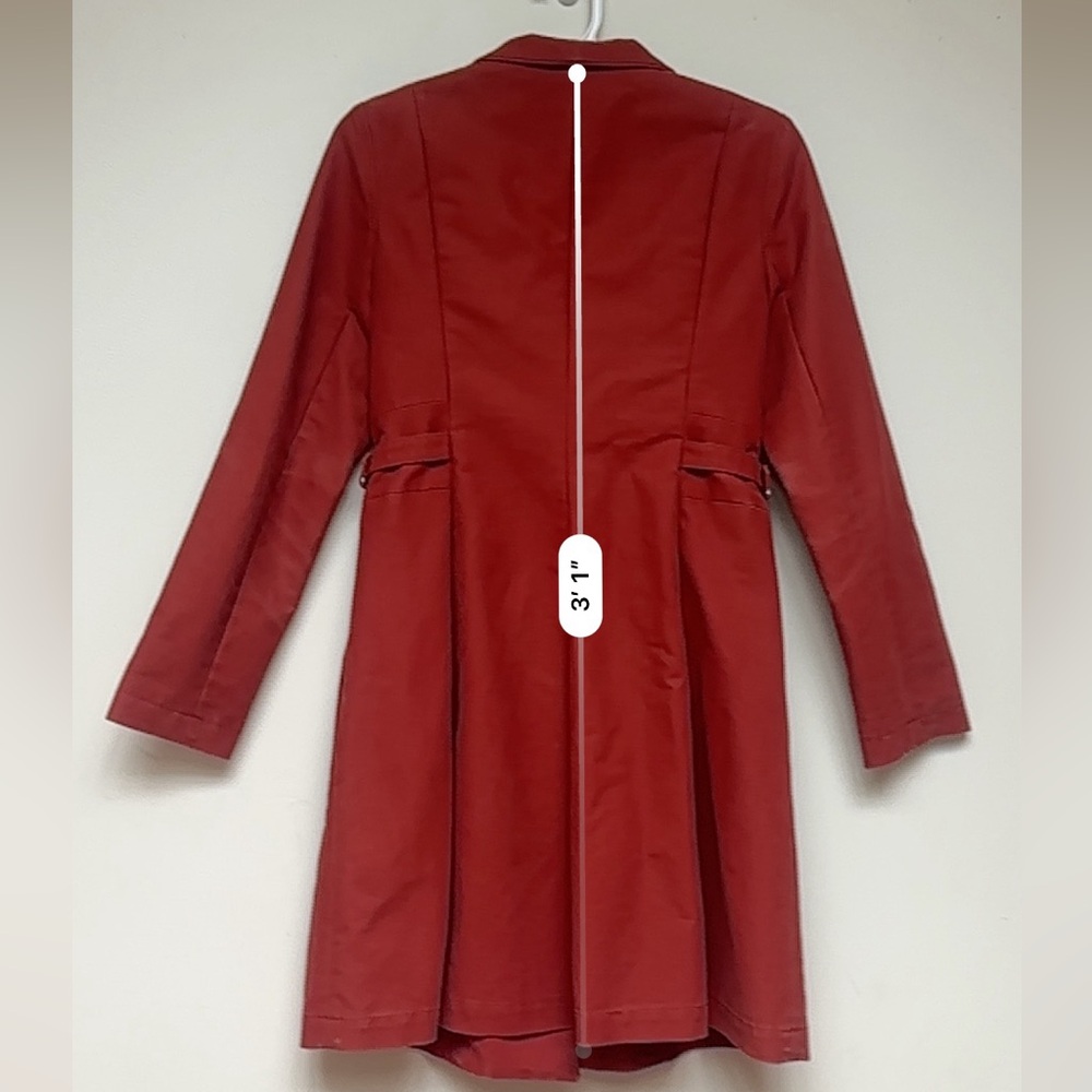 See by Chloé Coat Cotton Belted Rust Red Size 2 - Picture 15 of 17